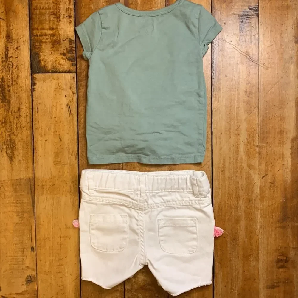 Carters outfit size 9 months summer outfit short sleeve shirt white shorts